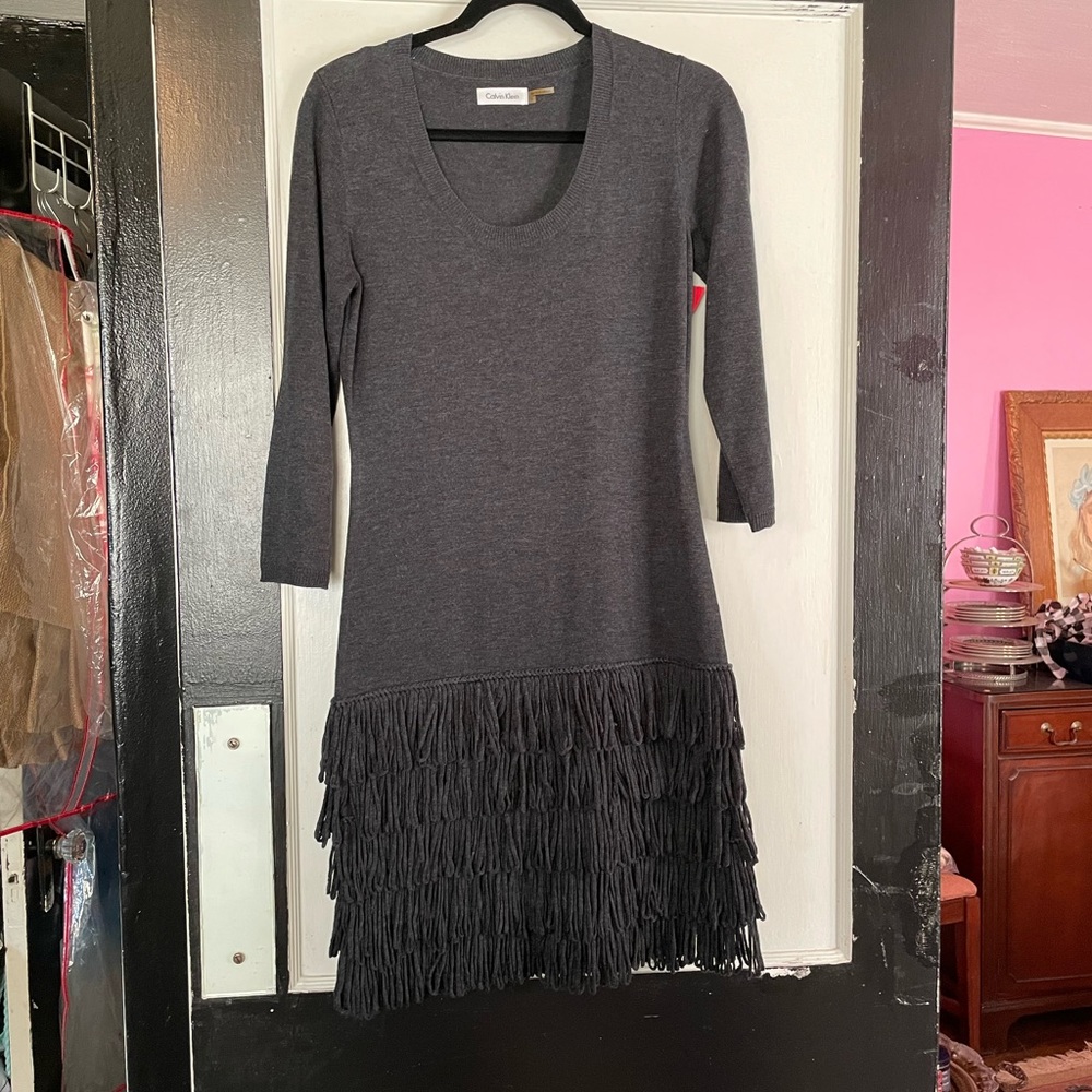 Sweater Dress with yarn looking embellishment